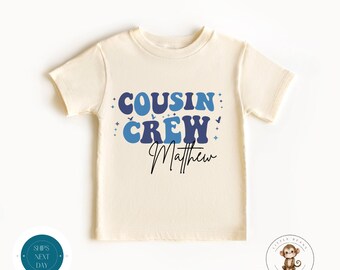 Cousin Crew Personalized Blue Retro Kids Shirt | Custom Matching Cousin Shirts| Baby through Adult Shirts
