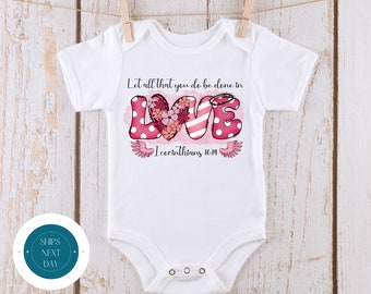 Loved Corinthians 16:14 Religious Baby Onesie® | Valentine Kids Tshirt | Valentine Baby Onesie® | Religious Valentine