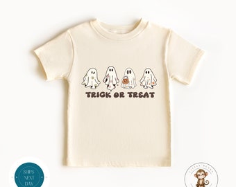 Trick or Treat Ghosts Kids Tshirt | Custom Halloween Tshirt | Cute Trick or Treating Kids Halloween Shirt