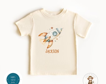 Boho Rocket Personalized Name Kids Tshirt | Custom Kids Tshirt | Outer Space Custom Tshirt