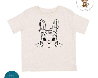 Girls Easter Bunny Tshirt | Vintage Natural Heathered Crewneck | Spring Cute Toddler Sweatshirt
