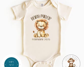 Personalized Baby Reveal Pregnancy Baby Onesie® | Custom Lion Name Announcement | Baby Shower Gift Onesie®