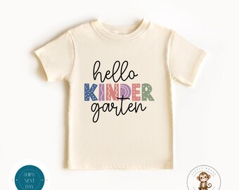 Hello Kindergarten School Books Shirt | Cute First Day of Kindergarten | First Day School Photo Shirt | Back to School Shirt