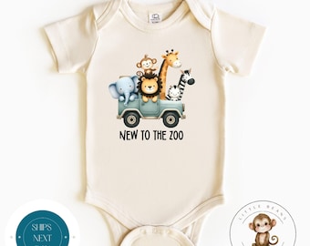 New to the Zoo Baby Onesie® | Announcement Reveal Onesie® | Baby Shower Gift | New Baby Gift