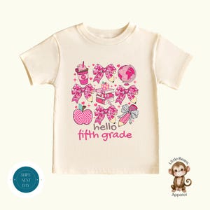 Fifth Grade Coquette Bright Pink School Shirt |  Girly First Day of Fifth Grade| Back to School Shirt | First Day School Photo Shirt