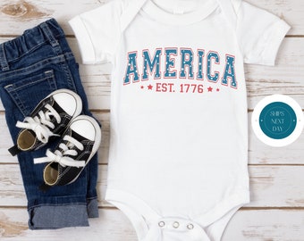 America 1776 4th of July Baby Onesie® | Custom July 4th Baby Outfit | Independence Day Onesie®