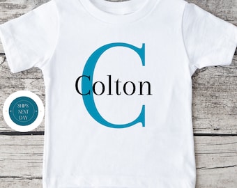 Letter Over Initial Boys Kids Tshirt | Personalized Kids Onesie® | Cute Baby Shower Gift | New Parent Gift
