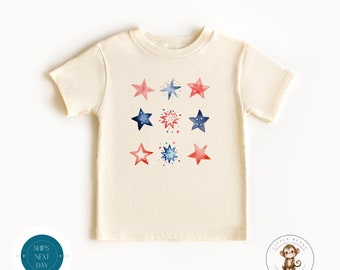 Star Grid 4th of July Kids Tshirt | Custom Summer Kids Tshirt | 4th of July Girls Boys Unisex Outfit | July 4th Tee