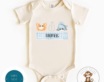 Under the Sea Name Baby Onesie® | Personalized Boys Kids Tshirt | Cute Baby Shower Gift | New Parent Gift