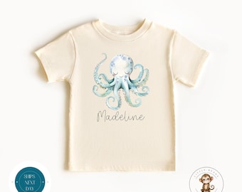 Watercolor Octopus Personalized Kids Shirt | Custom Name Baby Onesie® | Cute Baby Shower Gift | Under the Sea Theme