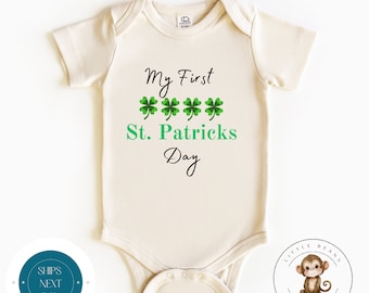 My First St Patricks Day Baby Onesie® Natural | Custom St Pats Kids Tshirt | Irish Baby Apparel