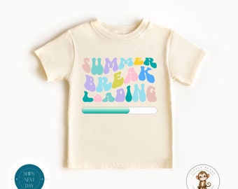 Summer Break Loading Cute Kids Tshirt | Custom Summer Kids Tshirt | Wavy Font Kids Tee