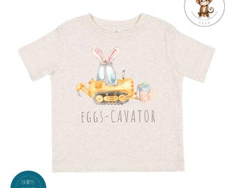 Eggs Cavator Easter Kids Tshirt | Vintage Natural Heathered Crewneck | Cute Easter Spring Toddler Sweatshirt