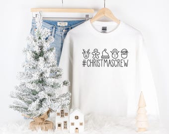 Christmas Crew Holiday Sweatshirt | Reindeer Snowman Squad Christmas Tshirt | Cute Trendy Youth through Adult Sweatshirt | Gift for Her
