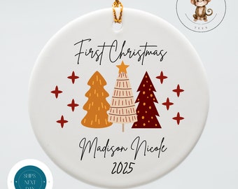 Babys First Christmas Ornament | Boho Baby Ceramic Ornament | Baby Shower Gift | First Christmas Ornament