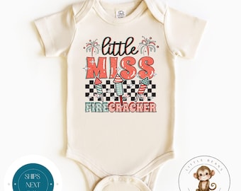 Little Miss Firecracker Baby Onesie®  | 4th of July Baby Shirt | Cute Kids Gift | Summer Shirt | Red White and Blue Party