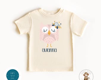 Pink Owl Personalized Kids Tshirt | Custom Name Baby Onesie® | Cute Baby Shower Gift | Bird Theme
