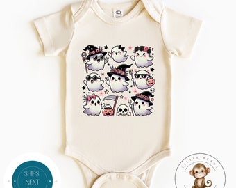 Cute Coquette Ghosts Baby Onesie® | Halloween Girls Kids Tshirt | Cute Custom Trick or Treat Kids Halloween Shirt