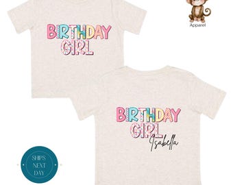 Birthday Girl Personalized Pastel Girls Shirt | Custom Girls Birthday Tshirt | Cute Toddler Sweatshirt | Girls Birthday Party Shirt