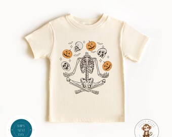 Skeleton Juggling Pumpkins Kids Tshirt | Custom Halloween Tshirt | Funny Spooky Kids Halloween Sweatshirt