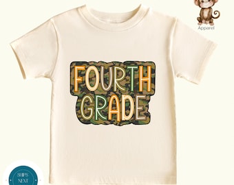 Camo Back Fourth Grade First Day of School Shirt | 4th Grade School Shirt | School First Day Photo Tshirt
