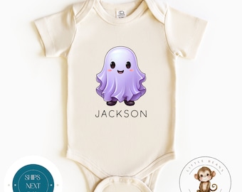Cute Personalized Ghost Baby Onesie® | Custom Ghost Halloween Tshirt | Halloween Party Kids Shirt