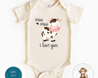 Moo Moo I Love You Custom Baby Onesie® | Baby Shower Gift | Cute Cow Kids Shirt | Farm Cow Cute