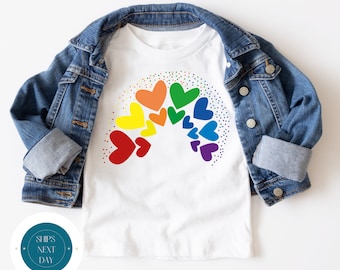 Rainbow Hearts Kids Tshirt | Custom Kids Tshirt | Cute Tee | Colorful Kids Tshirt