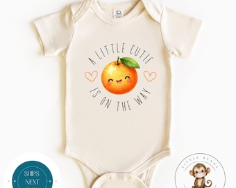 A Little Cutie is on the Way Baby Onesie® | Pregnancy Reveal Announcement | Baby Shower Gift