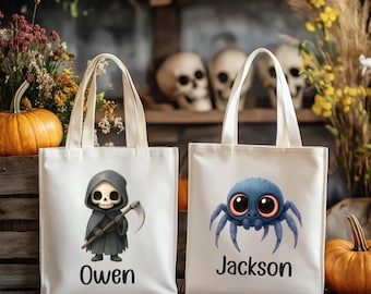 Personalized Kawaii Halloween Trick or Treat Tote Bag | Choose Your Design