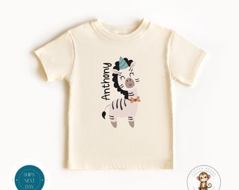 Zebra Personalized Birthday Kids Shirt | Cute Animal Birthday Baby Onesie® | Birthday Party Shirt