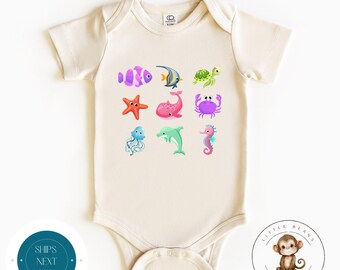 Sea Animals Baby Onesie® | Under the Sea Kids Tshirt | Cute Baby Shower Gift | Beach Kids Outfit