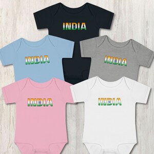 Indian flag design infant bodysuit, India baby souvenir for new parents, Pregnancy announcement gift for Indian daddy grandparents nana nani