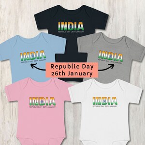 India&#39;s Republic Day baby bodysuits, January 26 India flag t-shirt, Desi T-shirt for newborn infant, Hindu baby shower gift for new mothers