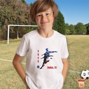 Matching family US Soccer sports fan tee, Custom city name jersey, Fathers Day sports and fitness outfit, Soccer team summer crewneck shirts image 9
