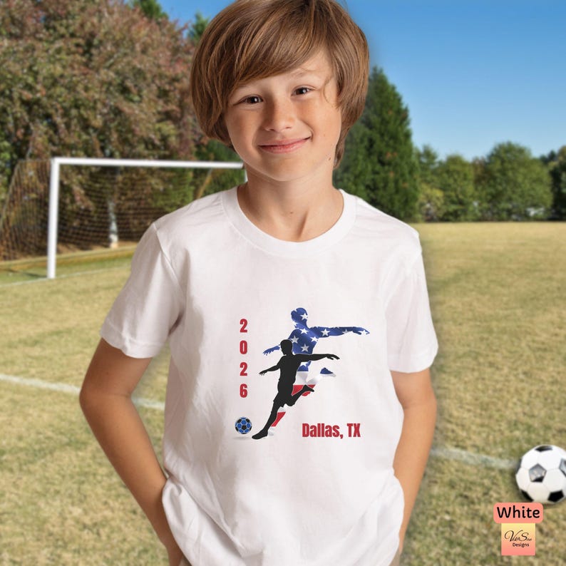 Matching family US Soccer sports fan tee, Custom city name jersey, Fathers Day sports and fitness outfit, Soccer team summer crewneck shirts image 9