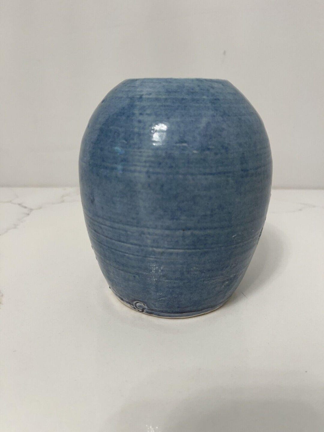 Hand Thrown Studio Art Blue Pottery Glazed Vase Signed "g" 5.5" - Etsy