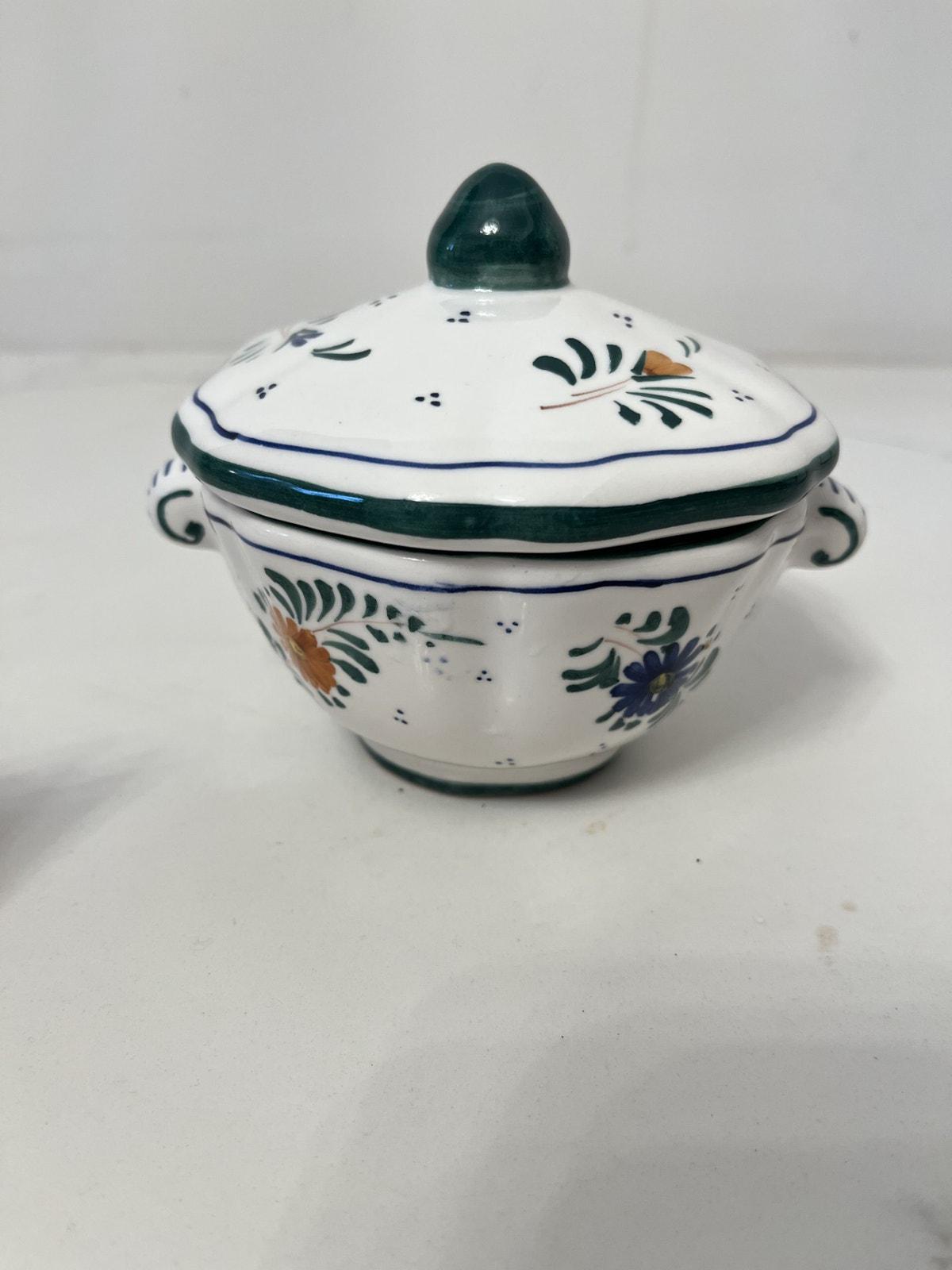 Ocello Deruta Italy Ceramic Hand-Painted Sugar, Cheese Bowl NEW