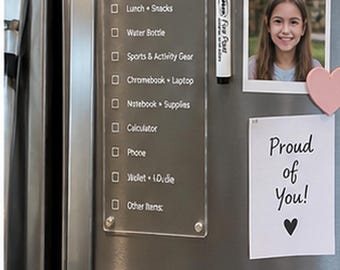 School Checklist for Kids Magnetic Dry Erase Morning Routine Board Backpack Organizer Personalized Family Command Center