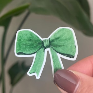 Green Bow Christmas Decal Green Sticker with Bow for Kindle Stocking Stuffer Decal Xmas Bow Decal For Laptop Sticker For Journal Sticker