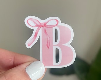 Monogram Sticker For Girly Girl Initial Decal With Bow Pink Coquette Sticker For Kindle Pack Of Sticker For Kindle Decal For Laptop Trendy