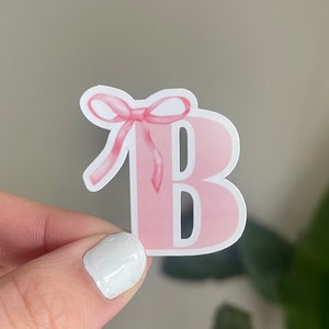 Monogram Sticker For Girly Girl Initial Decal With Bow Pink Coquette Sticker For Kindle Pack Of Sticker For Kindle Decal For Laptop Trendy