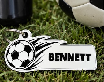 Personalized Soccer Bag Tag, Custom Player Name Acrylic Identification for Kids Team, Backpack or Sports Bag