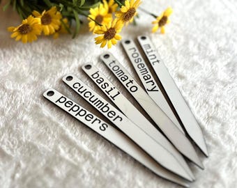 White Acrylic Garden Markers Personalized Plant Labels Custom Herb Stakes Vegetable Garden Tags Gardener's Gift Plant Lover Perfect for Mom