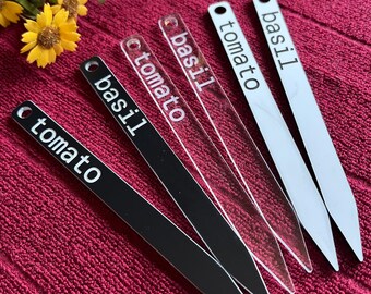 24 Personalized Acrylic Garden Marker Bundle - Custom Plant Labels Gardening Stakes Herb and Vegetable Gardener Gift Decor for Mom or Dad