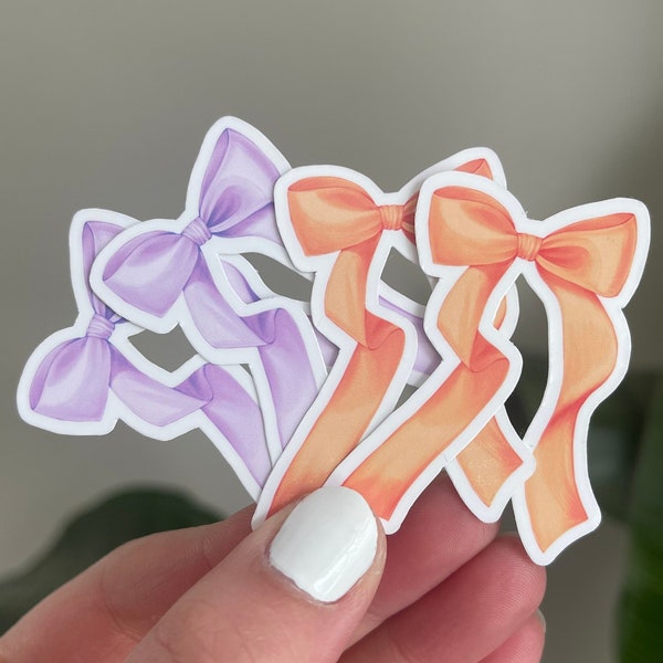 Lilac Bow Sticker For Kindle Decal For Laptop Sticker Ribbon Decal Orange Sticker Trendy Girl Sticker For iPad Summer Sticker For Notebook