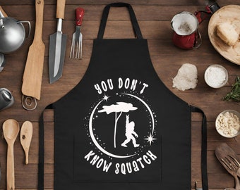 Funny Sasquatch BBQ Apron for Men & Women Fun Apron Bigfoot Apron For Women Men BBQ Apron Gift Men Apron Gifts Women Mens Grilling Gift