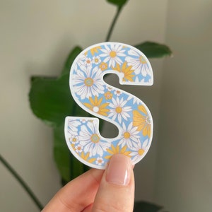 Decal Name Stickers Single Letter Monogram Letter Stickers With Initial Flower Sticker Floral Name Design Flower Tumbler Wrap Mug Sticker