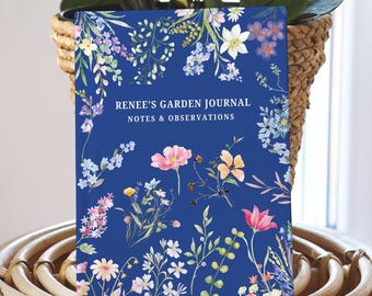 Custom Garden Gift Journal Personalized Gardening Notebook Floral Notes Observations Gardener Gift Hardcover 150 Lined Pages Mom Gift