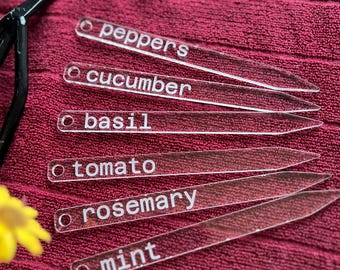 12 Personalized Acrylic Garden Marker Bundle - Custom Plant Labels Gardening Stakes Herb and Vegetable Gardener Gift Decor for Mom or Dad